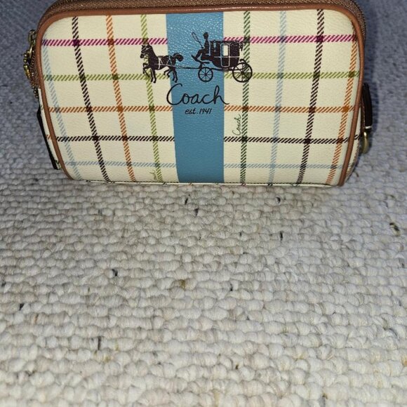 Coach Tatersall Heritage Peyton Crossbody and matching pouch - Picture 9 of 15